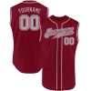 Custom Crimson Gray-White Authentic Sleeveless Baseball Jersey