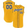 Custom Gold Royal-White Authentic Sleeveless Baseball Jersey