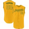 Custom Gold Gold-Green Authentic Sleeveless Baseball Jersey