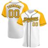 Custom White Gold-Black Authentic Raglan Sleeves Baseball Jersey