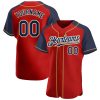 Custom Red Navy-Old Gold Authentic Raglan Sleeves Baseball Jersey