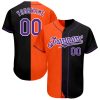 Custom Black Purple-Orange Authentic Split Fashion Baseball Jersey